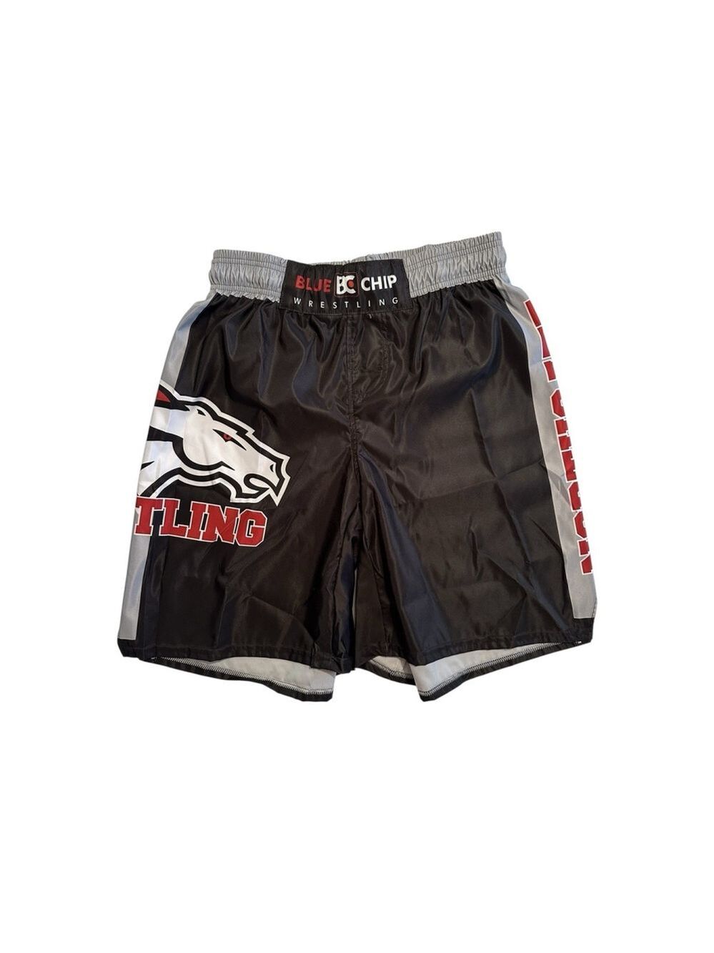Wrestling Shorts With Drawstring Boys Large Black Polyester Bronco Horse